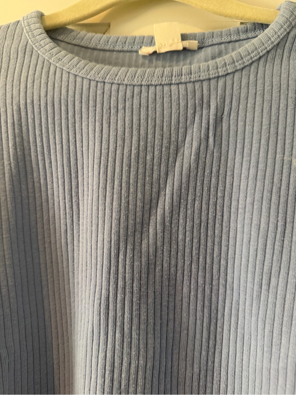 Crewcuts Light Blue Ribbed Knit Top with Ruffle Shoulder - Picture 2 of 3